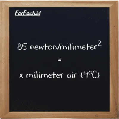 Contoh konversi newton/milimeter<sup>2</sup> ke milimeter air (4<sup>o</sup>C) (N/mm<sup>2</sup> ke mmH2O)
